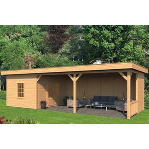 Overkapping plat dak Oslo XL Type 8 Douglas Geschaafd 990x430x272cm - Blanke Wanden