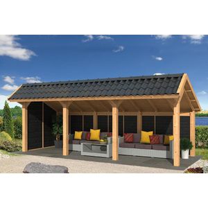 Kapschuur Bergen L type 6 Douglas Geschaafd 678x306x281cm - Zwarte Wanden