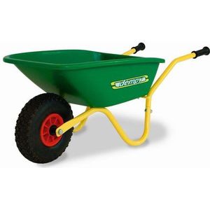 BERG Dempy Kinderkruiwagen - Metaal - Met kunststof bak - 40 kg laadgewicht - Luchtband - Groen/Geel