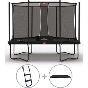 BERG Favorit Trampoline - Rechthoek - Op poten - 330cm - met veiligheidsnet - Zwart - incl. ladder en afdekhoes