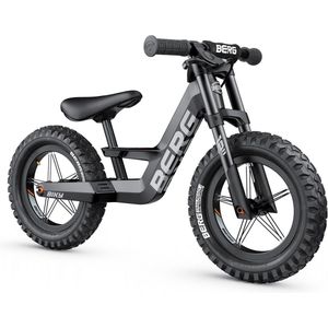Berg Biky Cross Loopfiets, zwart, met handrem, vanaf 2 jaar, luchtbanden, licht magnesiumframe, glijvoertuig, 12 inch, kinderfiets voor jongens en meisjes, zadel in hoogte verstelbaar