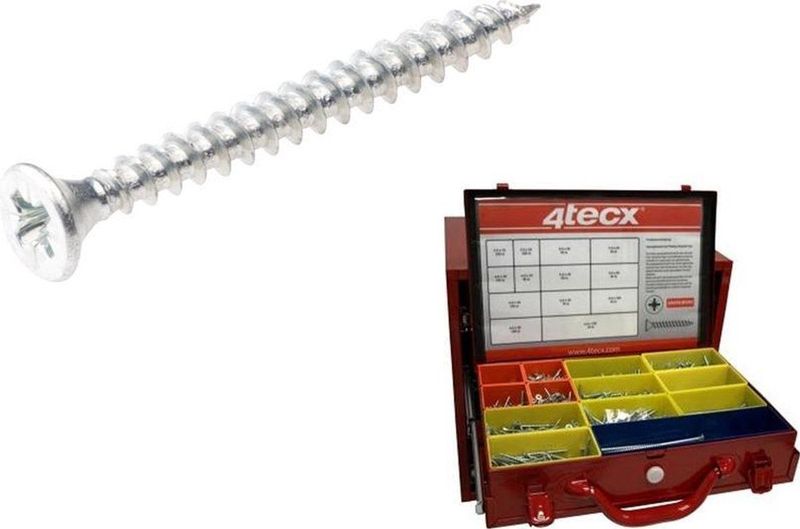 4tecx - Assortiment Spaanplaatschroeven - Verzinkt - 1272-delig