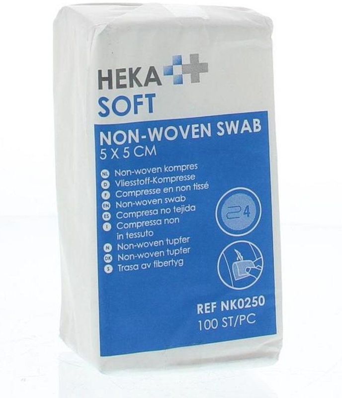HEKA pres hydrofiel gaaskompres 5 cm x 5 cm niet steriel - 4 laags - 100 stuks