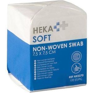 HEKA soft non-woven kompres 7,5 x 7,5 cm niet steriel - 4 lagen
