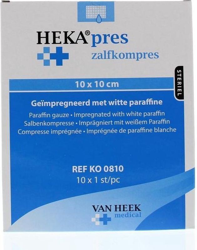 Heka zalfkompres 10x10cm - Zalfgazen per 10 stuks.