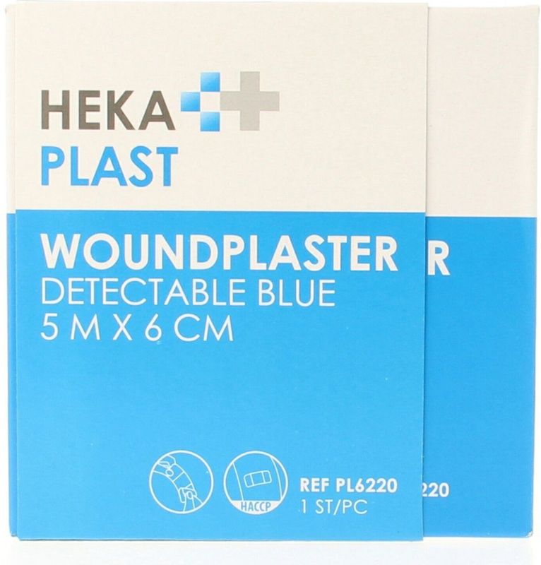 Pleister op rol HACCP 5 m x 6 cm detectable