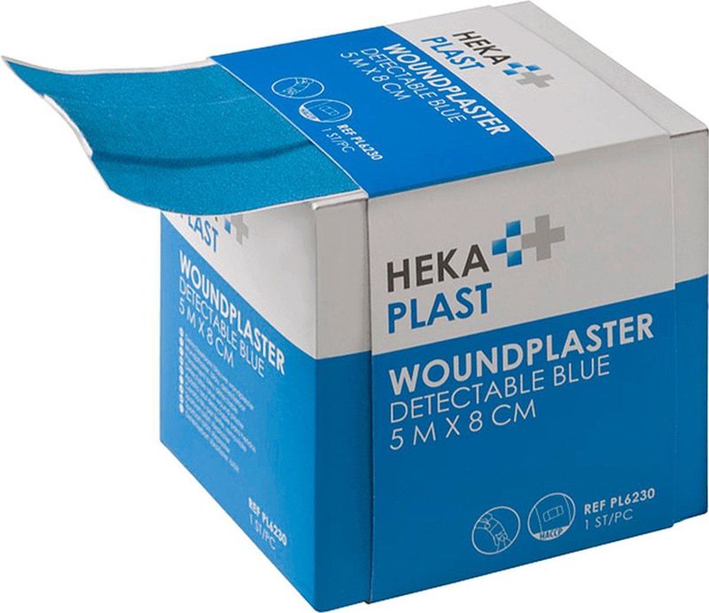 HACCP pleister op rol 5 m x 8 cm detectable