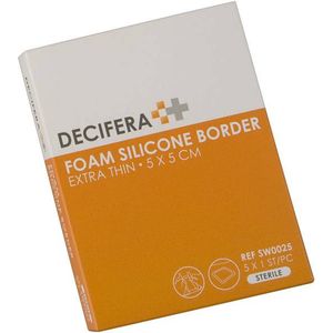 Decifera Foam Silicone border - Silicone wondpleister - Extra Thin - 5 x 5 cm - 5 stuks
