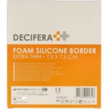 Decifera Foam Silicone border - Silicone wondpleister - Extra Thin - 7,5 x 7,5 cm - 5 stuks