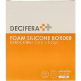 Decifera Foam Silicone border - Silicone wondpleister - Extra Thin - 7,5 x 7,5 cm - 5 stuks