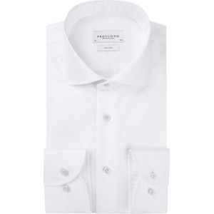 Profuomo - Slim Fit Overhemd - Wit - Katoen - Strijkvrij