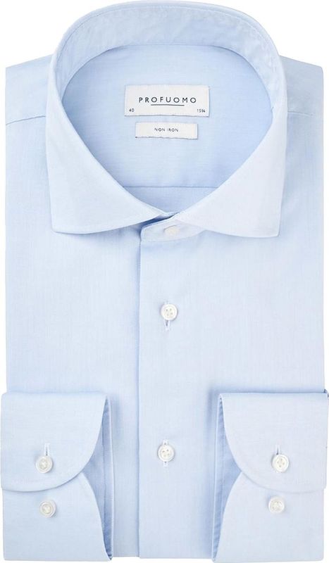 Profuomo slim fit overhemd - fine twill - marine blauw - Strijkvrij - Boordmaat: 40