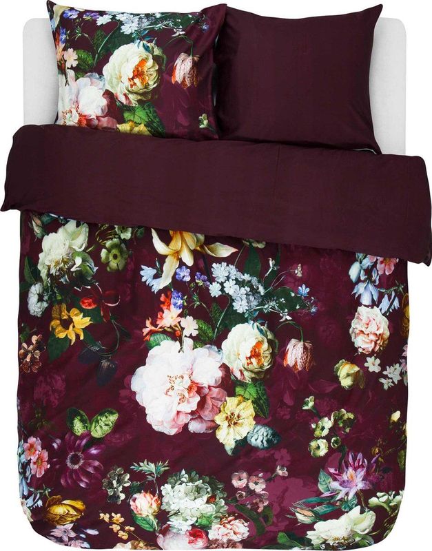 ESSENZA Fleur Dekbedovertrek Bordeauxrood - Tweepersoons – 200x200/220 cm