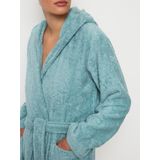 Marc O'Polo Badjas Timeless Aquamarine - Comfortable Badstof met Capuchon