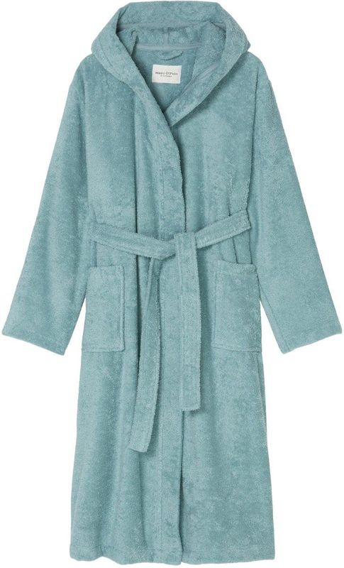 Marc O'Polo Badjas Timeless Aquamarine - Comfortable Badstof met Capuchon