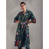 ESSENZA Ilona Marigold Slate Grey Kimono met Bloemenprint