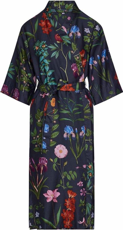 ESSENZA Ilona Marigold Slate Grey Kimono met Bloemenprint