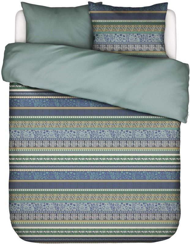 ESSENZA Lita Dekbedovertrek - Surf Green - Katoenflanel - Lits-Jumeaux