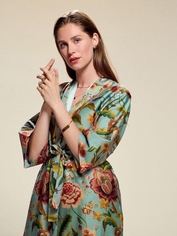 Essenza - Juliet - Kimono - Surf Green - 100% Biologisch Katoensatijn