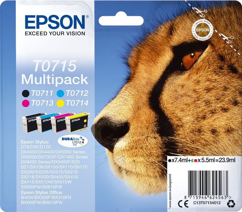 Epson T0715 Inktcartridge Multicolor / Zwart