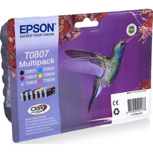 Epson Hummingbird T0807 inktcartridge 1 stuk(s) Origineel Zwart, Cyaan, Lichtyaan, Lichtmagenta, Magenta, Geel