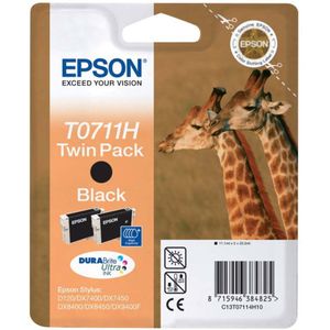 Epson T0711H twin pack (MHD 01-17) zwart (C13T07114H10) - Inktcartridge - Origineel Hoge Capaciteit