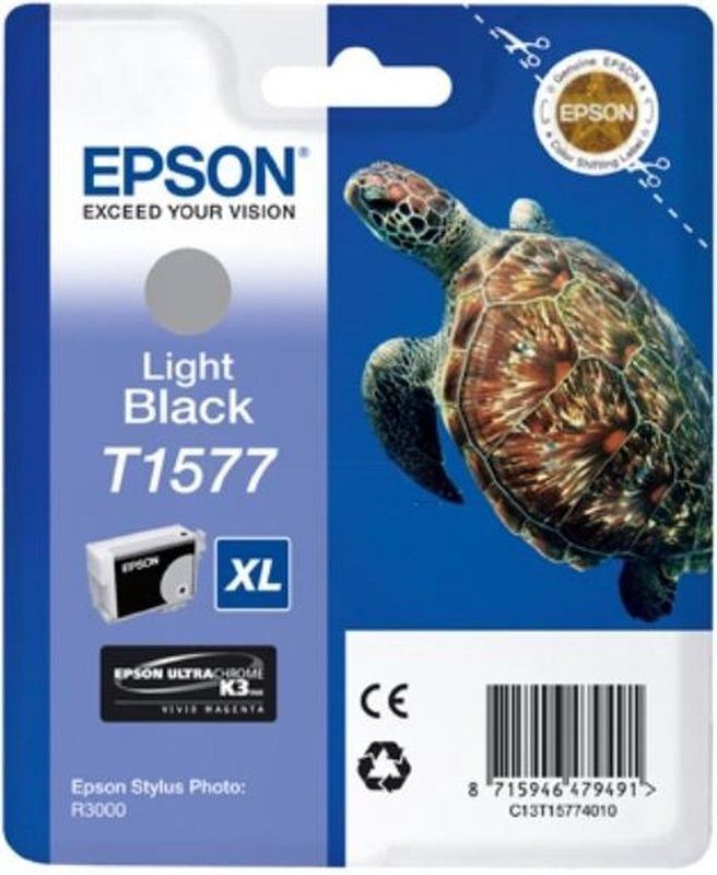 Epson Turtle T1577 inktcartridge 1 stuk(s) Origineel Hoog (XL) rendement Licht zwart
