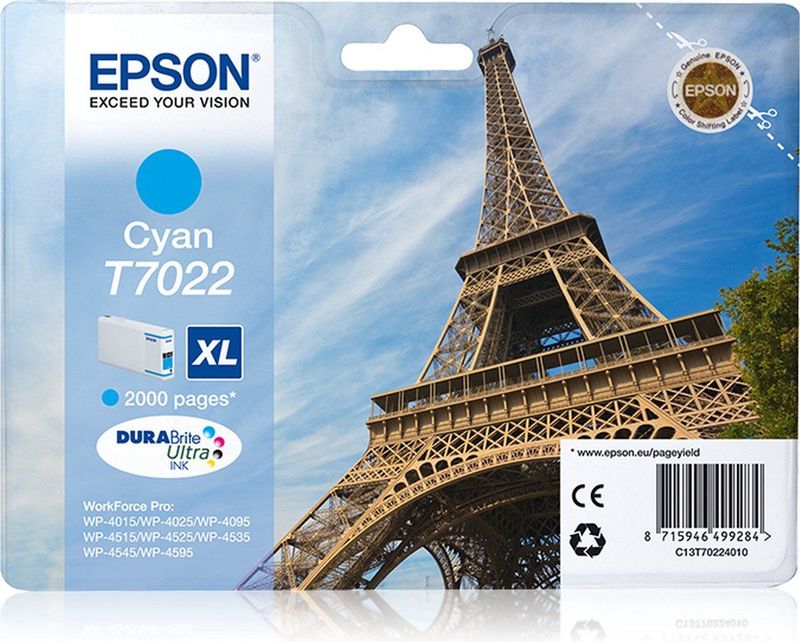 Epson Eiffel Tower T7022 inktcartridge 1 stuk(s) Origineel Cyaan