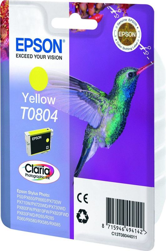Epson Hummingbird T0804 inktcartridge 1 stuk(s) Origineel Geel