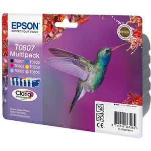 Epson T0807 - Inktcartridge / Zwart / Cyaan / Magenta / Geel / Licht Magenta / Licht Cyaan