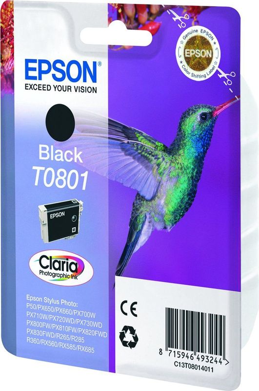 Epson Hummingbird T0801 inktcartridge 1 stuk(s) Origineel Zwart