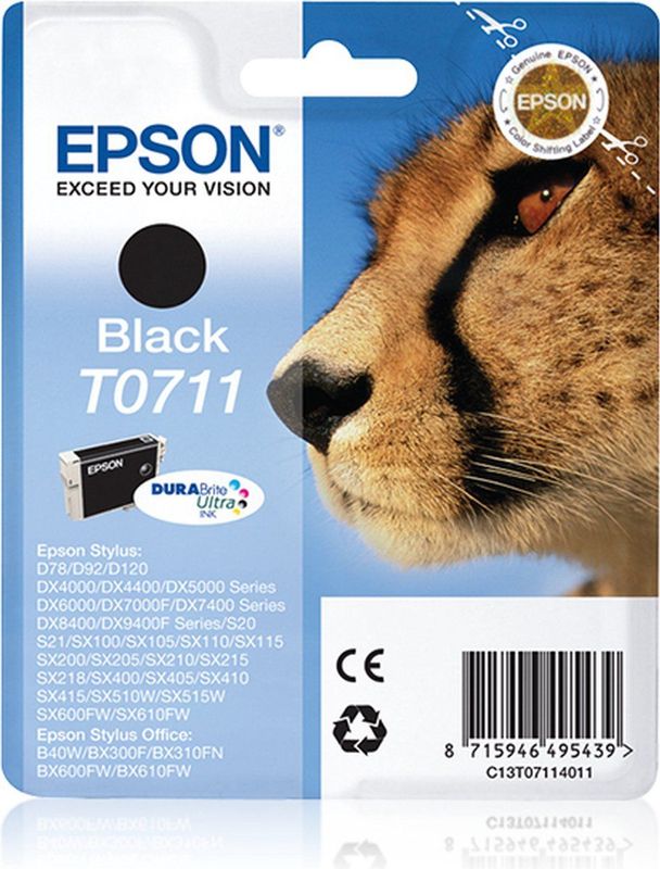 Epson Cheetah T0711 inktcartridge 1 stuk(s) Origineel Zwart