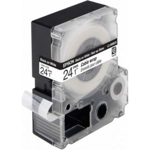 Epson LC-6WBC9 kabel tape zwart op wit / 24mm (origineel)