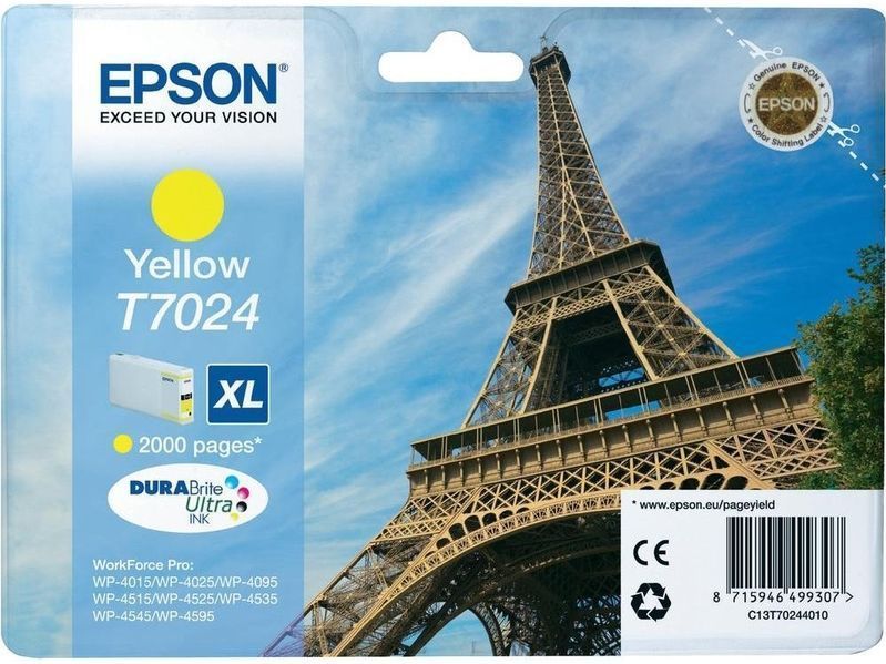 Epson Eiffel Tower T7024 inktcartridge 1 stuk(s) Origineel Hoog (XL) rendement Geel