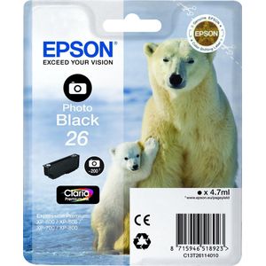 Epson - Polar Bear - Inktpatroon - Photo Black - 26 Claria Premium Ink