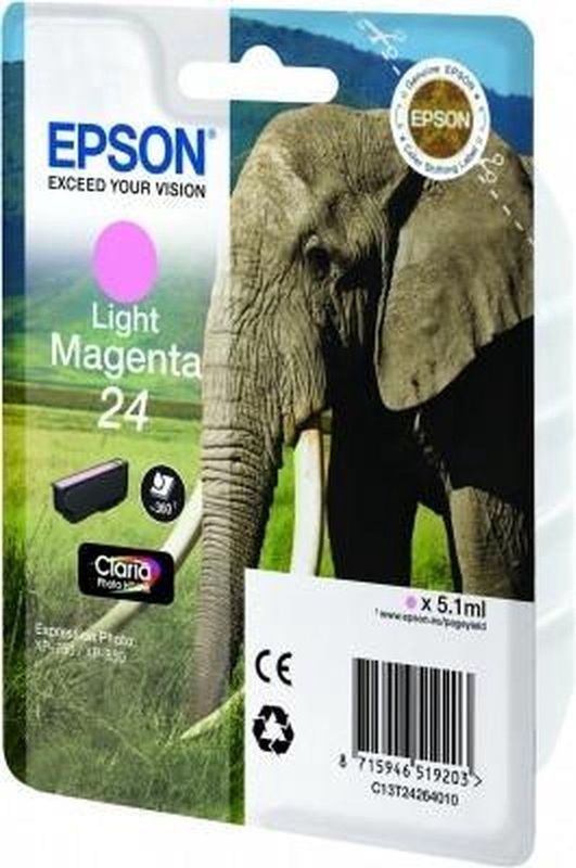 Epson - 24 (Elephant) Light Magenta - Inktcartridge - Licht Magenta - 360 Pagina's