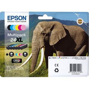Epson Elephant C13T24384010 inktcartridge 1 stuk(s) Origineel Zwart, Cyaan, Lichtyaan, Lichtmagenta, Magenta, Geel
