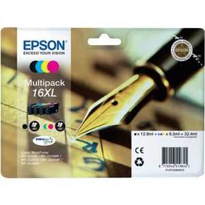 Epson 16XL Multipack (Opruiming 4 x 1-pack los) zwart en kleur (C13T16364012) - Inktcartridge - Origineel Hoge Capaciteit