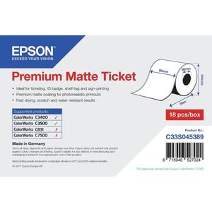 Epson C33S045389 premium matte doorlopende ticket-rol 80 mm x 50 m (origineel)