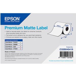 Epson C33S045419 premium matte doorlopende labelrol 102 mm x 35 m (origineel)