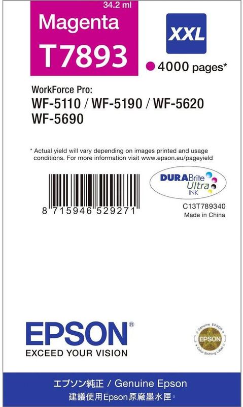 Epson T7893 magenta (C13T78934010) - Inktcartridge - Origineel XXL
