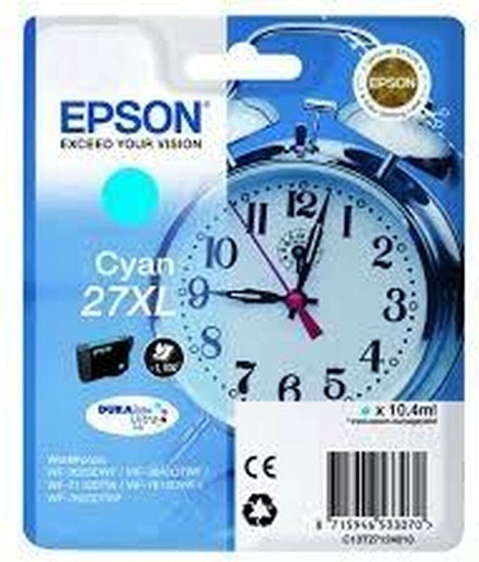 Epson Alarm clock 27XL DURABrite Ultra inktcartridge 1 stuk(s) Origineel Cyaan