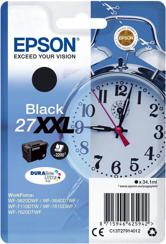 Epson Alarm clock 27XXL DURABrite Ultra inktcartridge 1 stuk(s) Origineel Zwart
