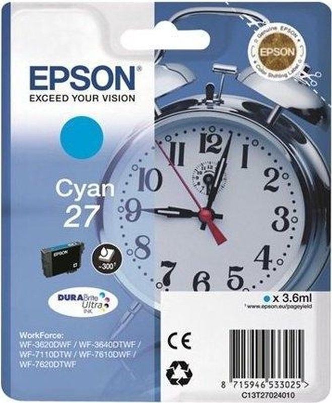 Epson - 27 (T2702) Inktcartridge - Cyaan - 3,6 ml - Origineel