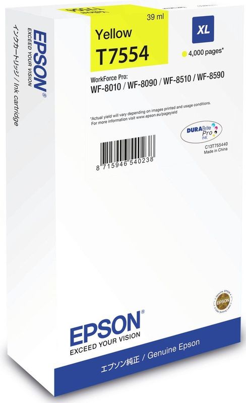 Epson T7554 inktcartridge 1 stuk(s) Origineel Hoog (XL) rendement Geel