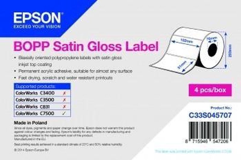 Epson - C33S045707 - Labelrol - BOPP Satin Gloss - 102 x 51 mm - 2770 Labels