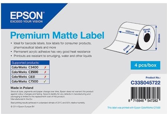 Epson labelrol, normaal papier, 102x51mm | C33S045722