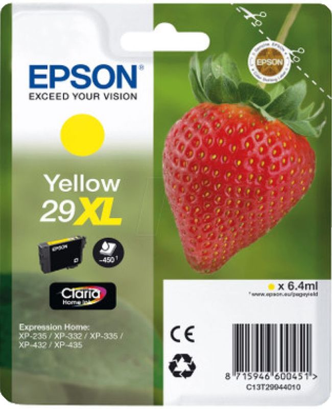 Epson 29XL (MHD 2022) geel (C13T29944012) - Inktcartridge - Origineel Hoge Capaciteit