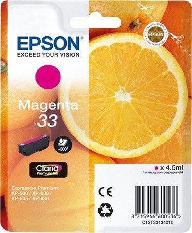 Epson - 33 (T3343) Inktcartridge - Magenta - Origineel - 4,5 ml