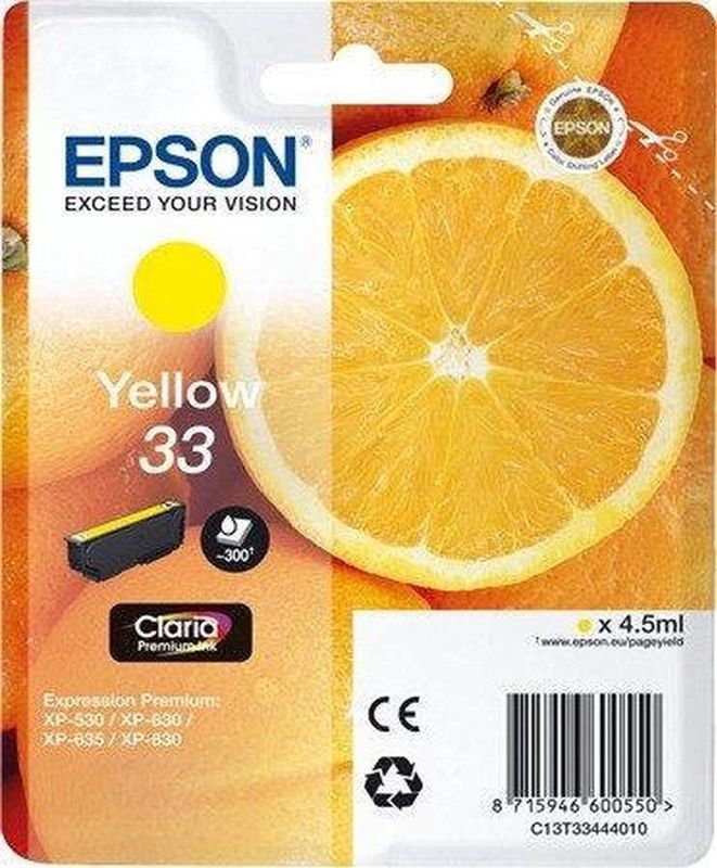Epson - 33 (T3344) Inktcartridge - Geel - 4,5 ml - Origineel